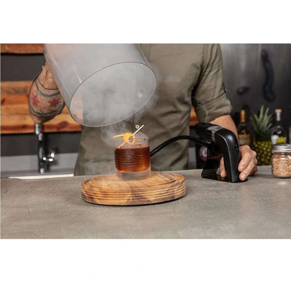 Open Box Crafthouse by Fortessa Smoking Cloche Glass Wood Base‎ Handheld Smoker